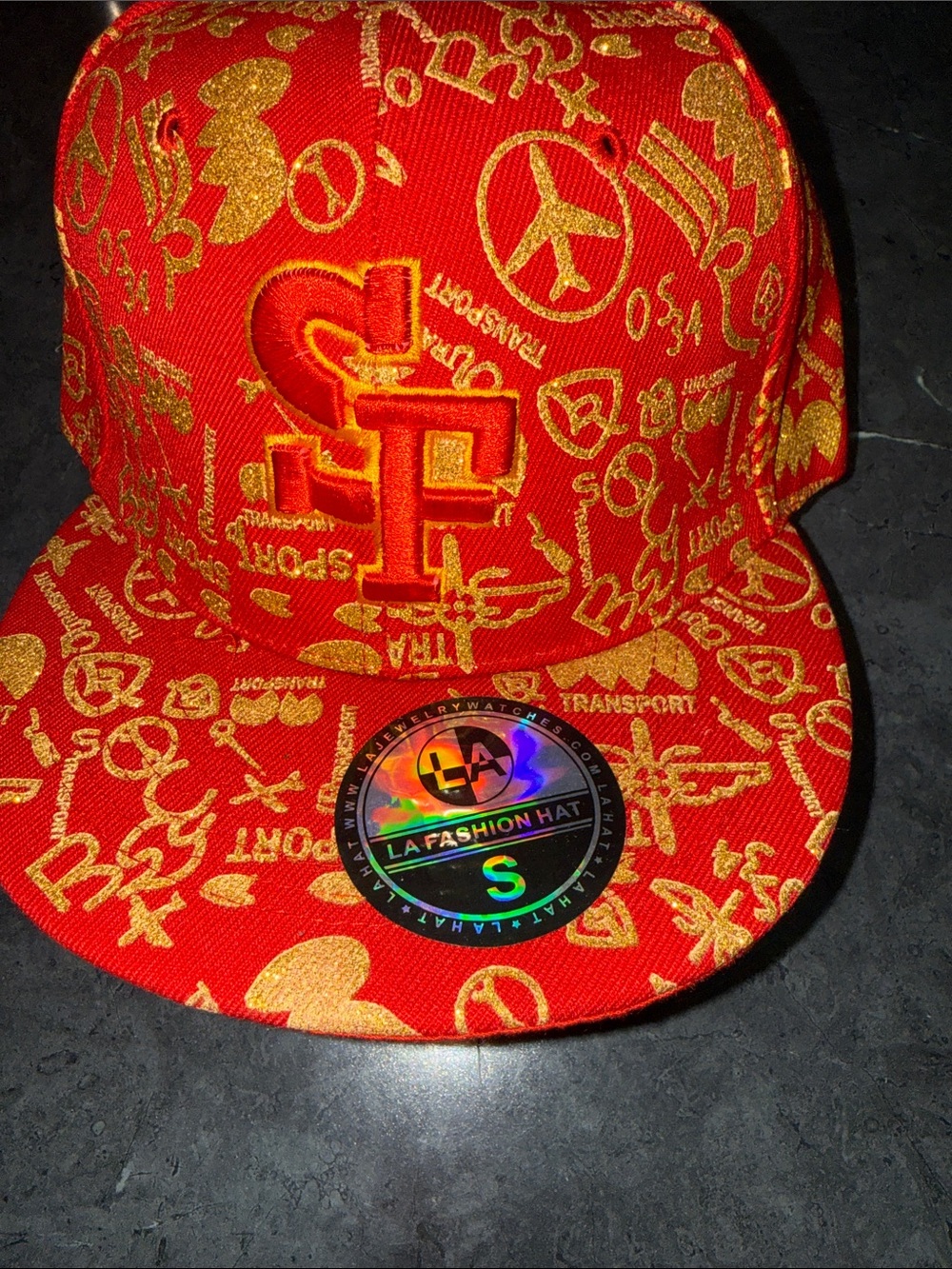 Red & Gold Embroidered Snapback Cap